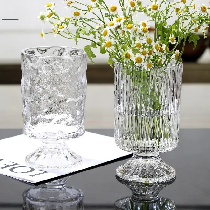 Роскошная современная стеклянная ваза для свадьбы украшение цилиндрическое Ребристое стекло Прозрачное Для скандинавских цветов индивидуальный логотип 9 мм