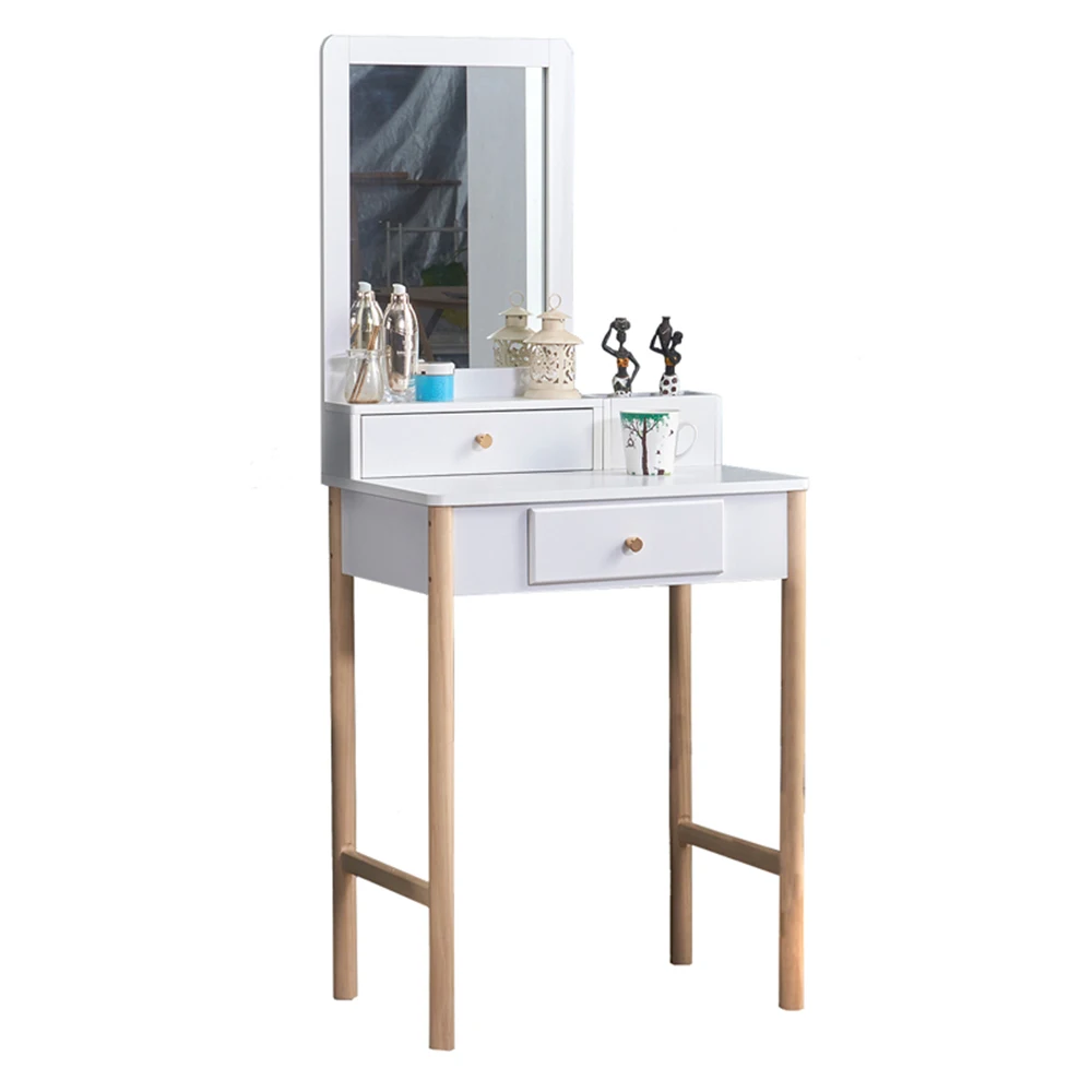 
2021 Modern Bedroom Furniture Tocador Makeup Dressing Table Solid Wood White Drawer Dresser With Mirror 