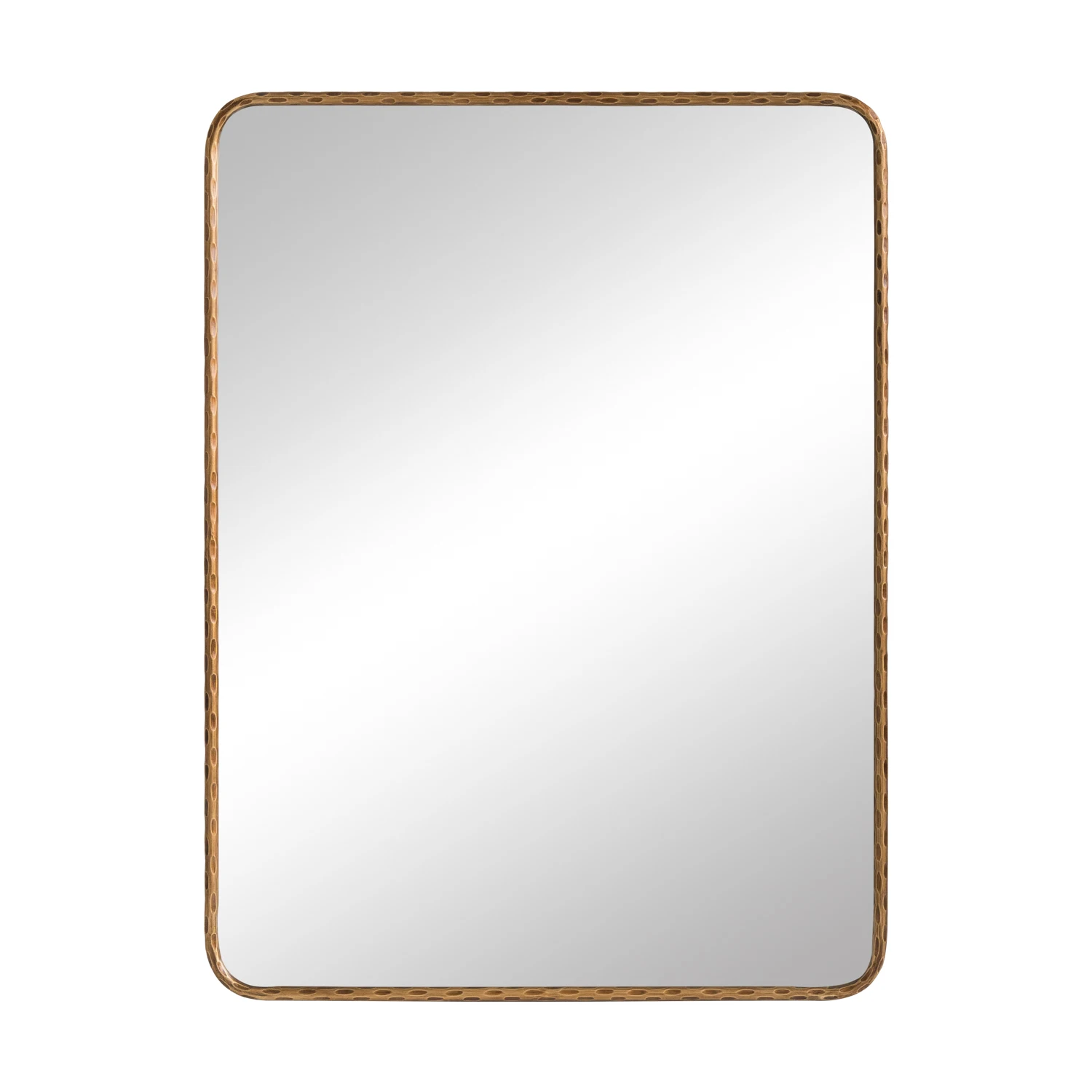 Wall Mirror for gold Bathroom Mirror, Metal Frame with arched Corner, Rectangle Glass Panel