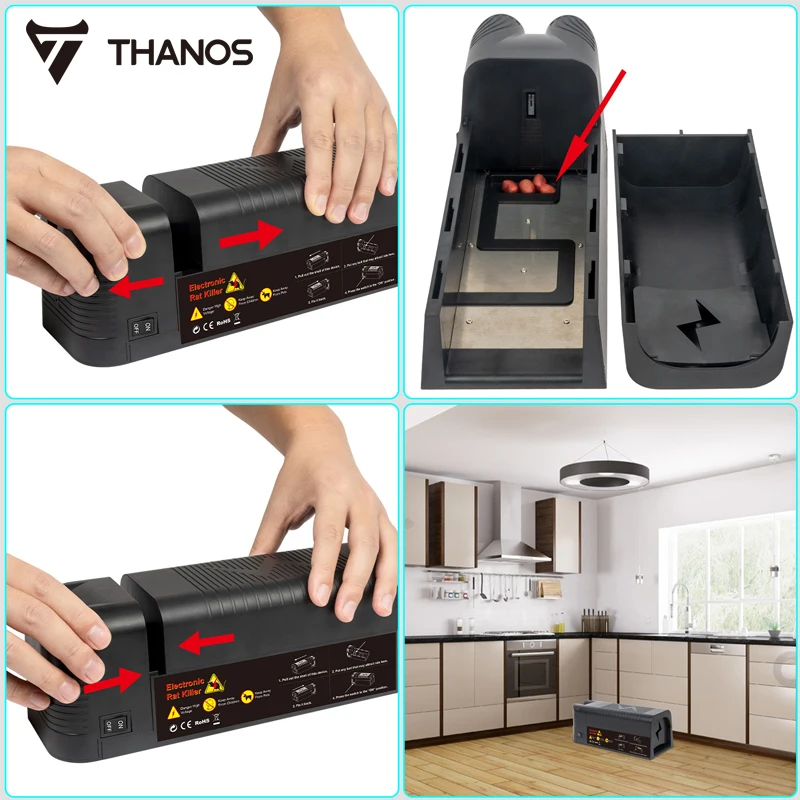 THANOS 2024 Electric Mouse Trap Indoor Electronic Rodent Trap MK08 Mouse Killer Hunting Mouse Rodent Killer Electric Shock Trap