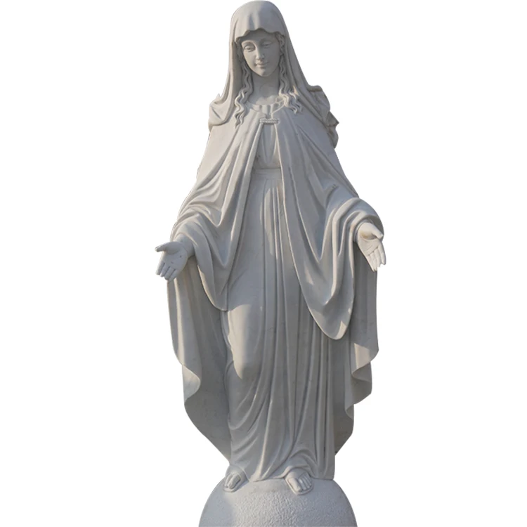 Life size natural white natural marble virgin mary statues on sale