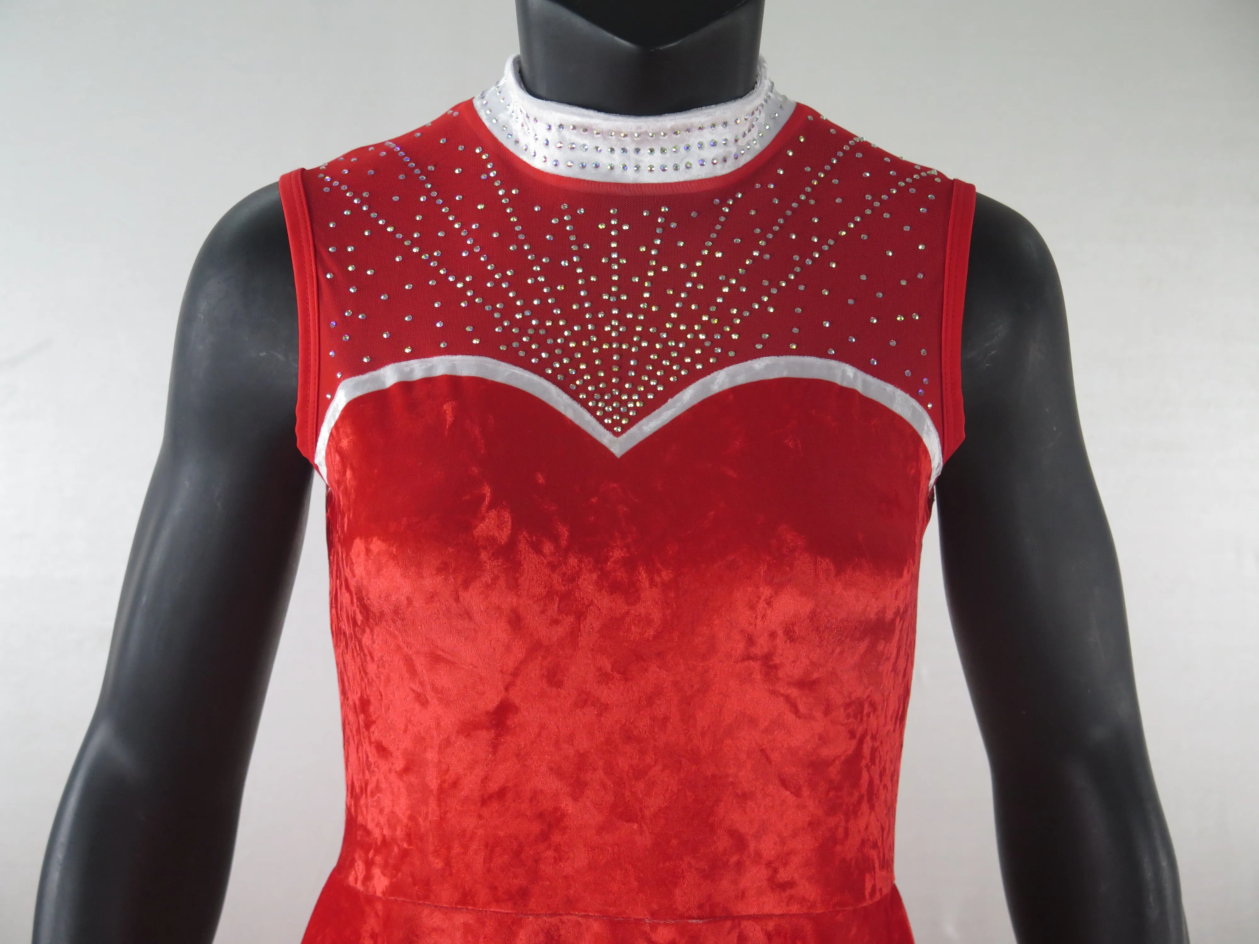 professional Latin dance training dress girls Christmas performance dress competition velvet red skirt sleeveless dress