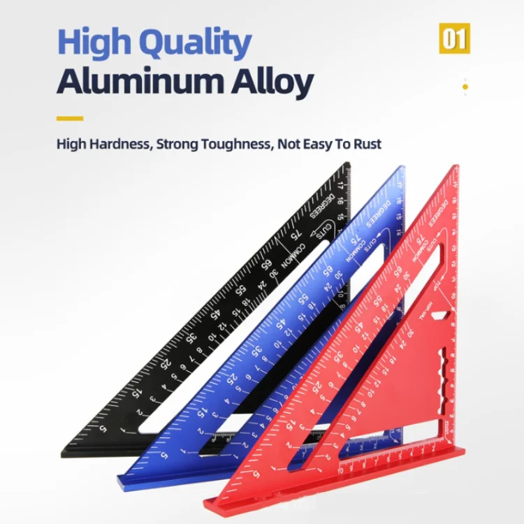 7 inch  Aluminum Alloy  Triangle Ruler Square Triangle Angle Protractor For Woodworking Miter Measuring Tools