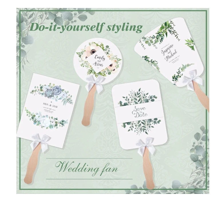 DIY Wedding Fan Church Fans Handle Craft Sticks Wavy Crafting Celebration Hand Held Fans