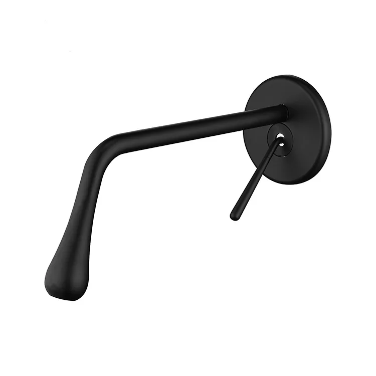 Modern Single Handle Basin Water Faucet Wall Mounted Black Brass Sink Faucet with Ceramic Valve Core Deck Mounted Installation