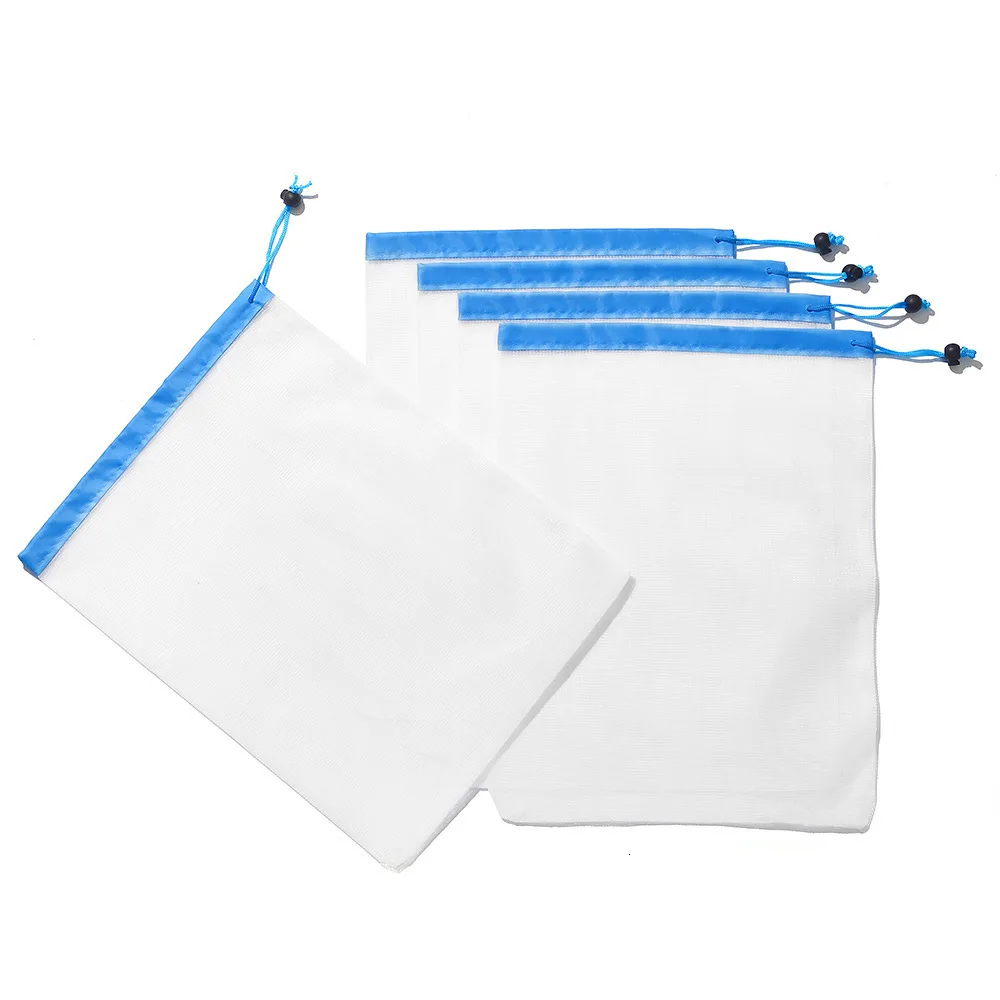 Eco Friendly Reusable Produce Transparent Washable Grocery Mesh Bags for Storage Fruit Vegetable