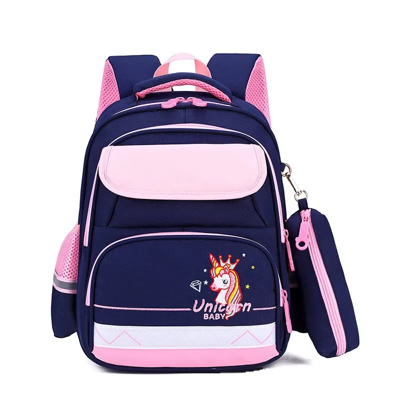 Бесплатный образец, легкий рюкзак, водонепроницаемая вместительная школьная сумка, школьный портфель для мальчиков и девочек с мультяшным единорогом
