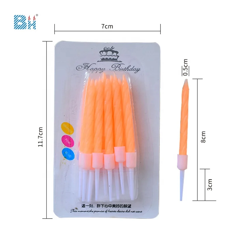 6pcs 8CM Cake Candle Birthday Candle Long Gold Plated Cake Candle