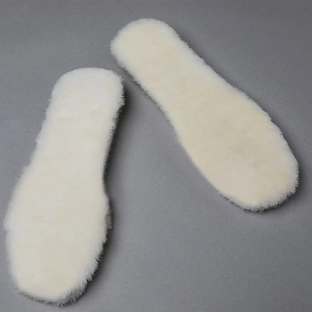 Pure Wool Insoles Winter Sheepskin Thick Warm Men and Women Snow Fur Insole Size 35-44