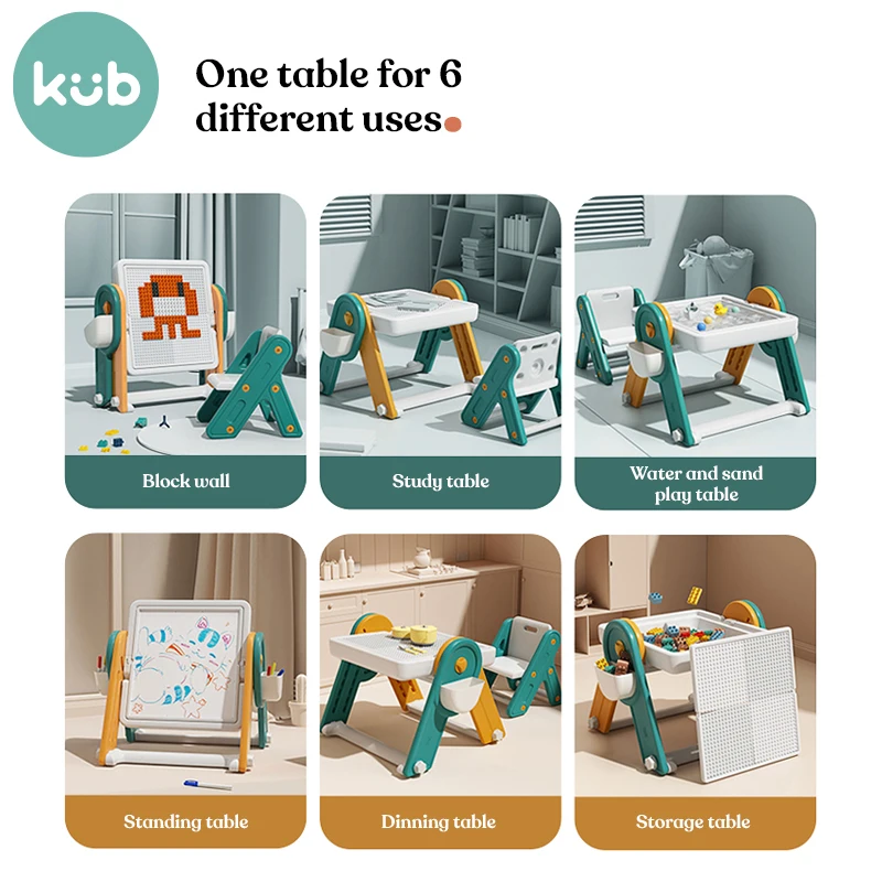 Kub 6 In 1 Multifunctional Kids Block Building Table Set Learning Playing Drawing Table Kids Building Block Table And Chair