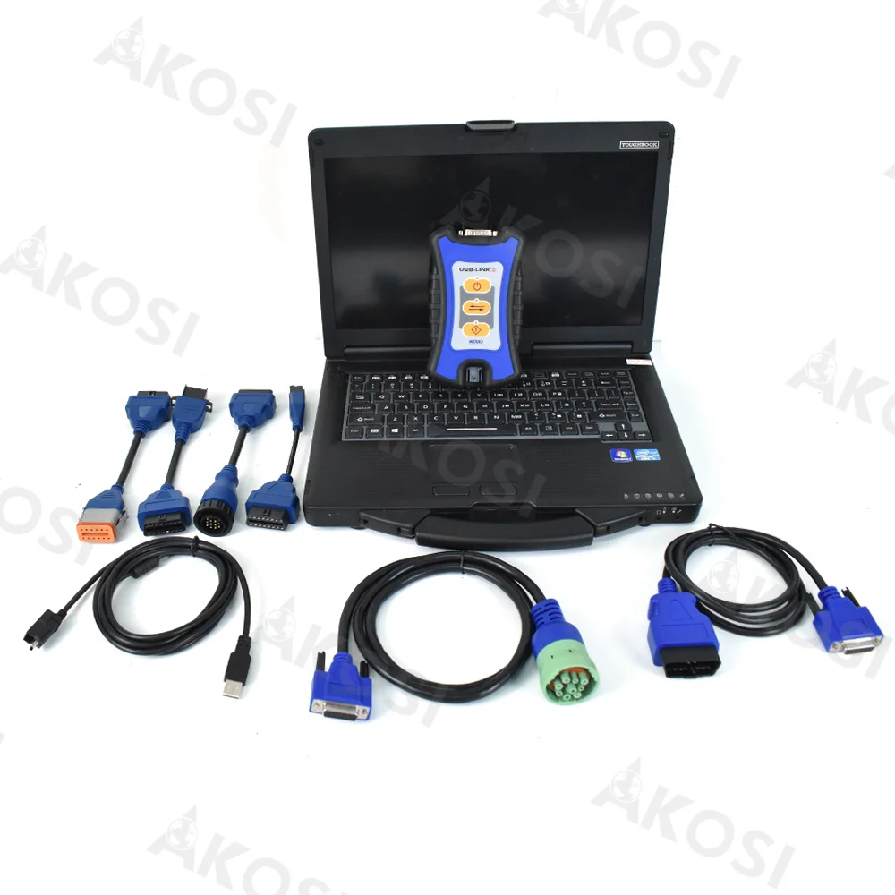 For NEXIQ USB-Link 3 Diesel Heavy Duty Truck For Cummins Volvo Detroit Diagnostic Tool Engine Analyzer Detector and CF53 laptop