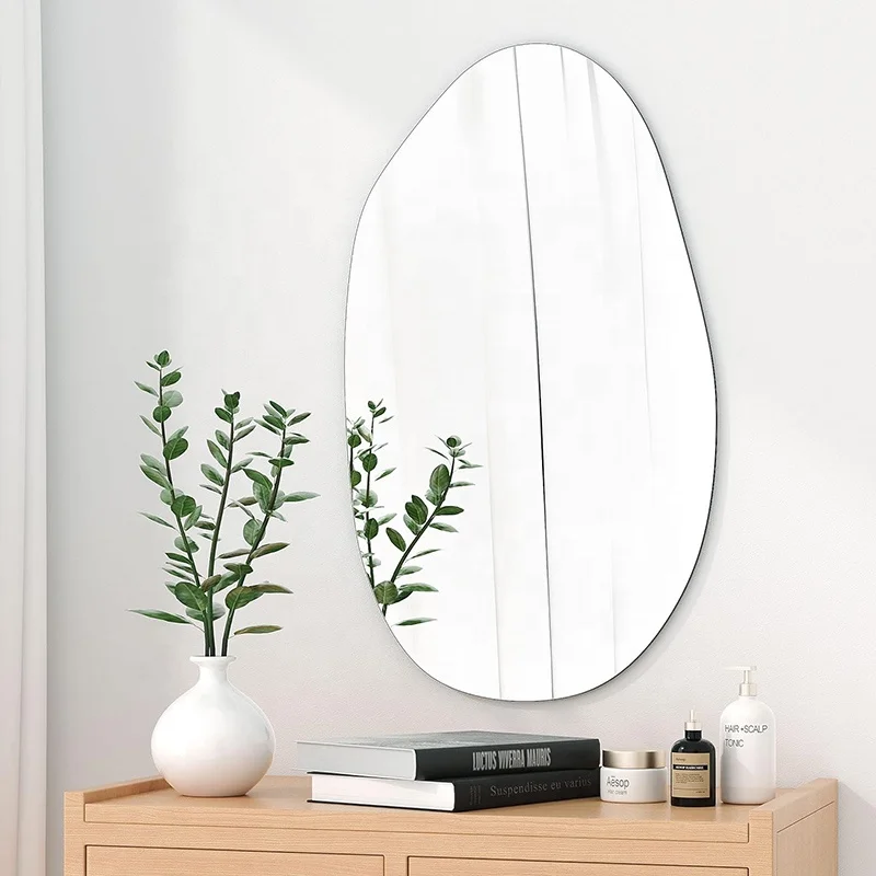 Customized Wholesale Cheap Large Modern Irregular Abstract Cloud Shaped frameless beveled Home Decorative Hanging Wall Mirror