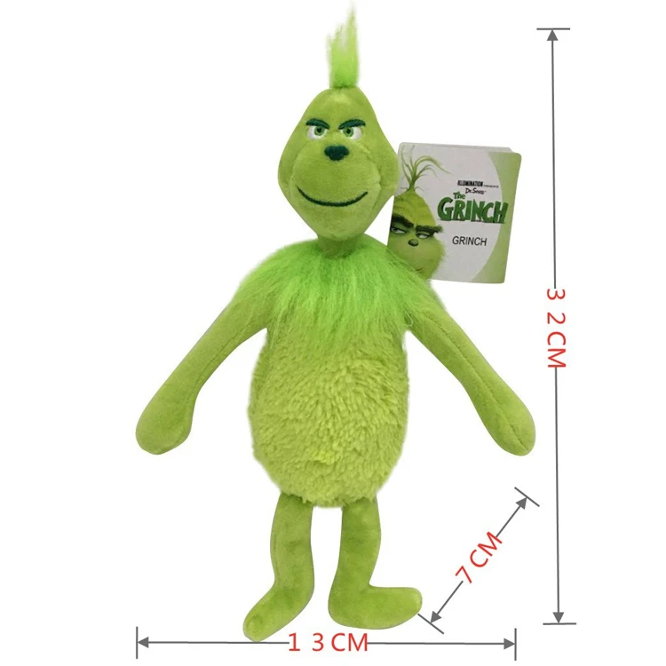Custom Christmas Decoration Green Fur Grinch Plush Toys Baby Fairy Elf Dolls Wholesale Stuffed Animals Soft Toys For Kids Gifts