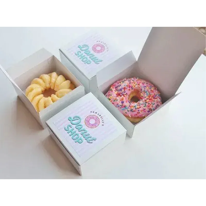Reliable Price Fancy Food Grade Paper Square Donuts Macarone Cake Dessert Packaging Box With Logo