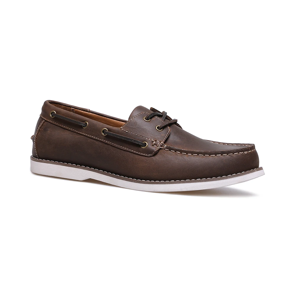 
Leather driving shoes slip on flat boat loafers shoes for men 
