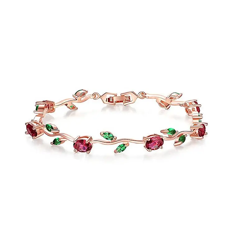 Yellow Gold-Plated Sterling Silver Diamond Accent Gemstone Tennis Bracelet Diamond Bangle Bracelet