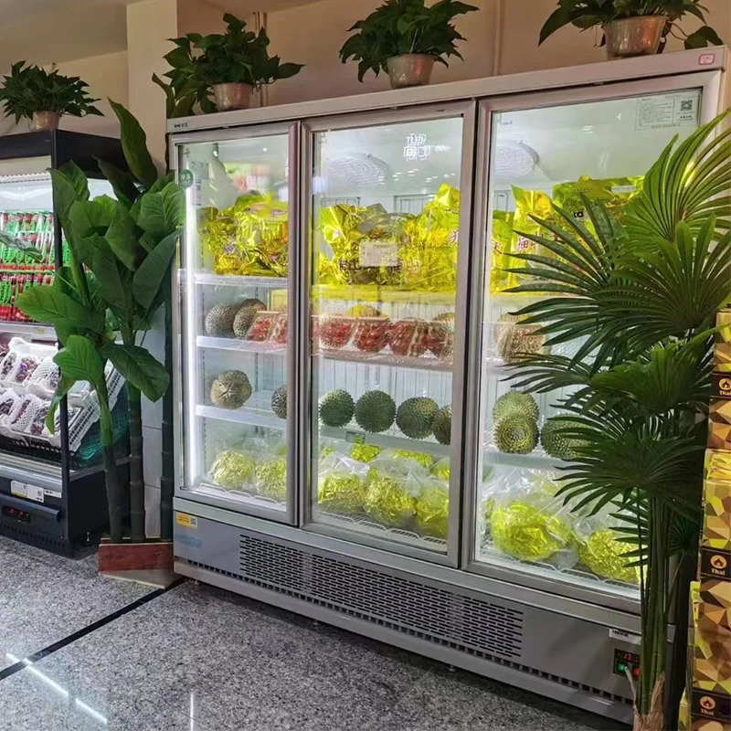 Vertical upright beverage showcase display freezer refrigerator