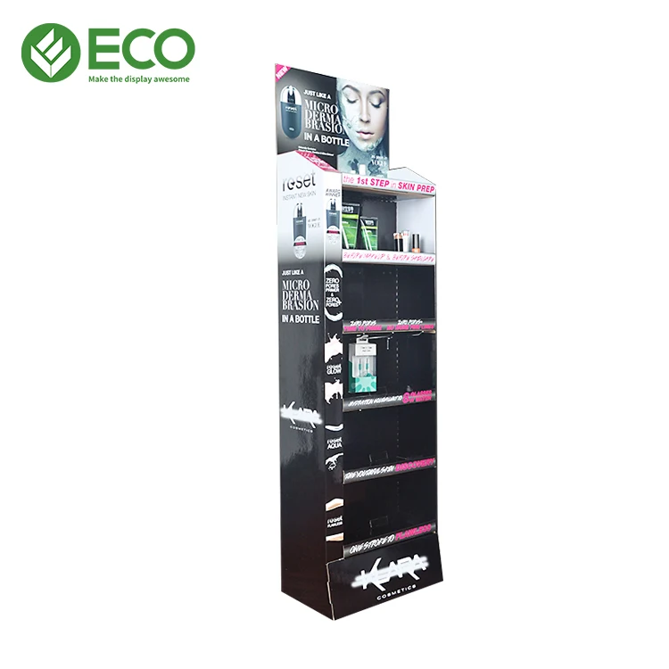 High Quality Cosmetics Display Rack Cardboard Floor Makeup Display Stand