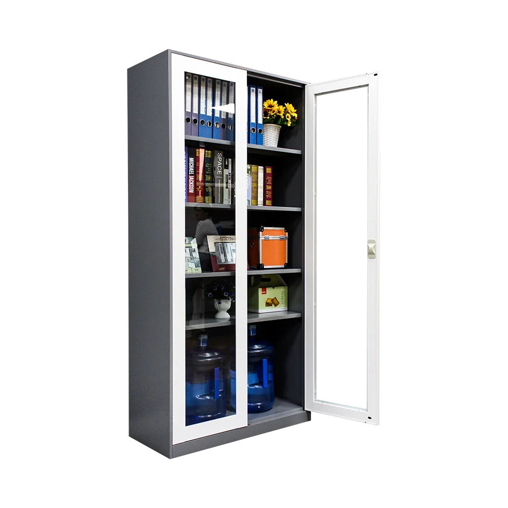 Factory price Steel Office Furniture Glass Swing Doors Filing cupboard Metal Storage Cabinets with Sheet