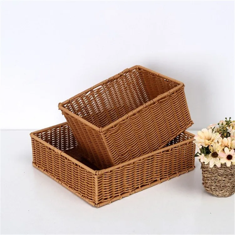 Wholesale customized supermarket vegetable fruit display sloped rattan polypropylene basket
