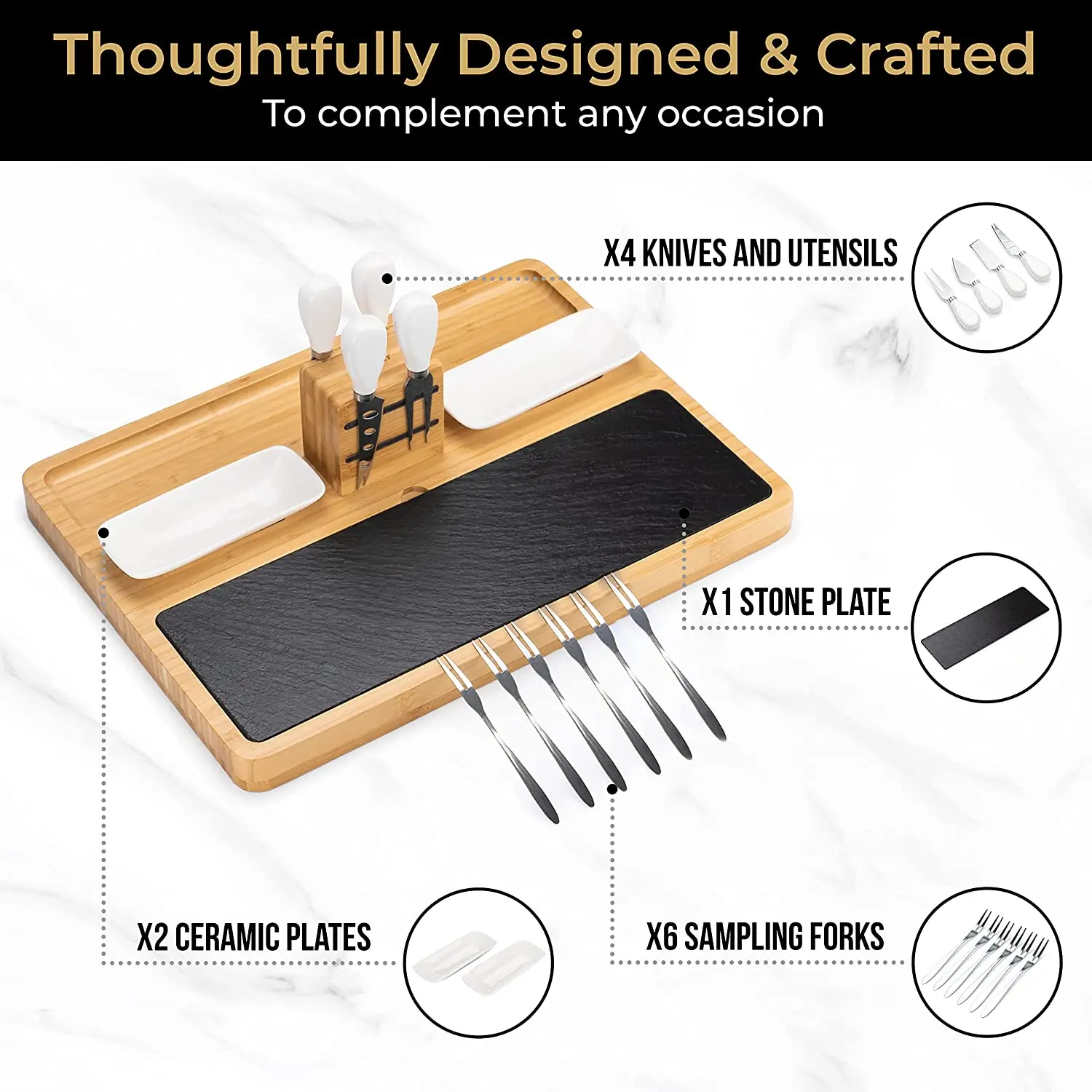 Bamboo Cheese Board and Knife Large Cheese Board Set Cheese Tray Gifts New Home Wedding Gifts for Couple