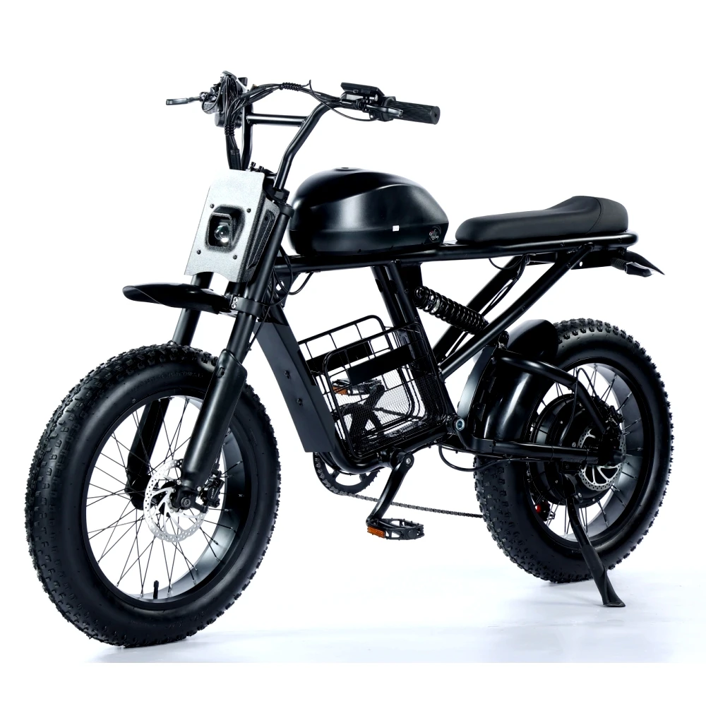 Super dual battery 20 inch fat tire 1000W rear motor long range 7 speed e bike 73 electric hybrid bike