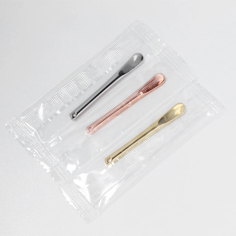 In stock private label luxurious zinc alloy eye cream golden spoon mini cosmetics face spatula
