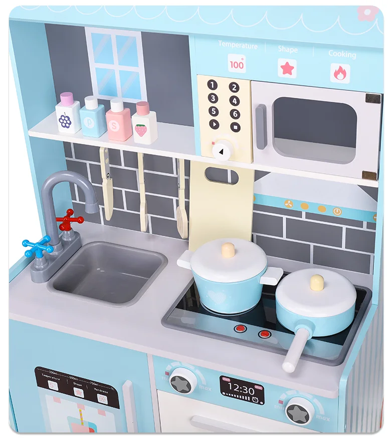 New shape simulation  2 in 1 wooden doll house kitchen toys for kids pretend play wood cooking toys kitchen set for kids