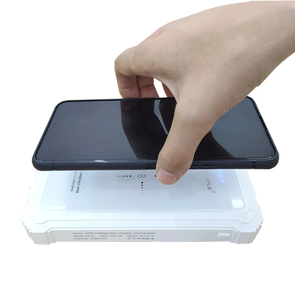 Dual USB charging ports 5500LM Portable Outdoor LED camping tent lamp 20000 mAh Fast Chargeable camping light led flashlight