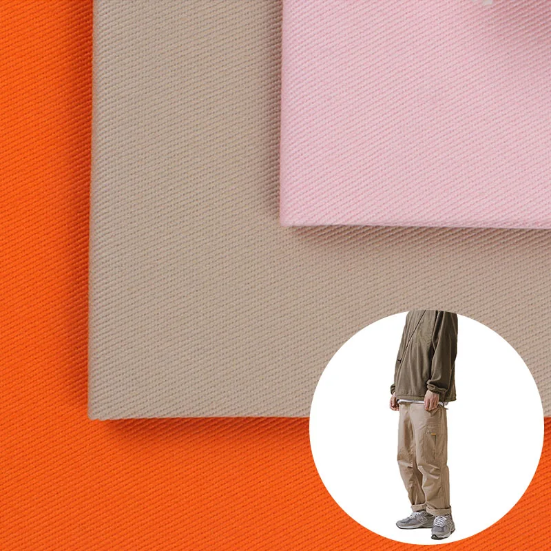 Carbon peach 240gsm heavy 100 Cotton Twill fabric for pants/casual trousers