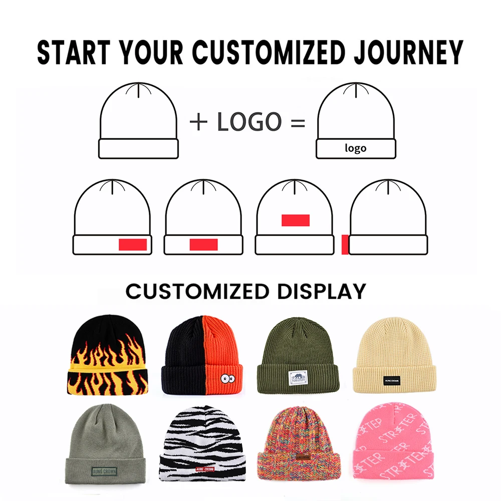 Autumn Winter Unisex Stylish Winter Cap Soft Toque Stretch Knit Beanie StreetWear Embroidery Cuff Knitted Beanie