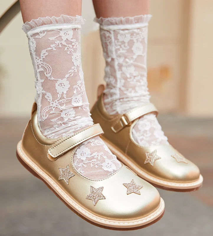 Girls Handmade Hard Soled Scallop T Bars Leather Shoes Stitch Down Mary Jane Baby Toddler Booties