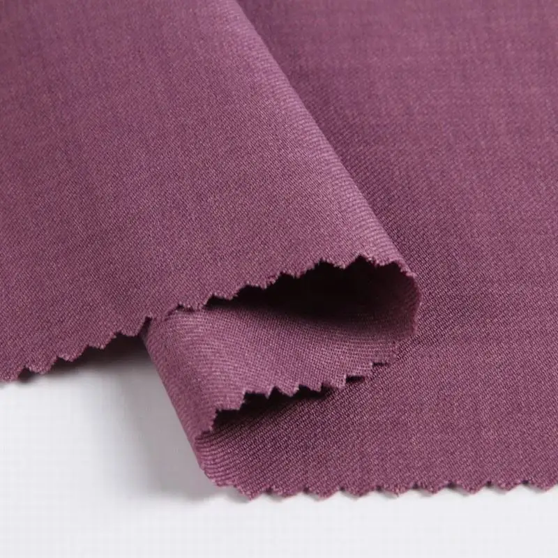 Fashion dacron fabric clothes 100% polyester plain dye lightweight double faced twill woven fabric for women clothing