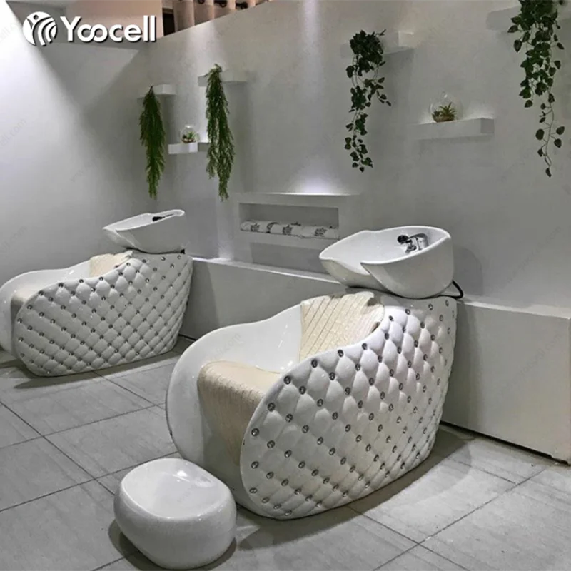 Pink salon shampoo chair salon furniture package styling hair backwash sink ceramic bowl chair