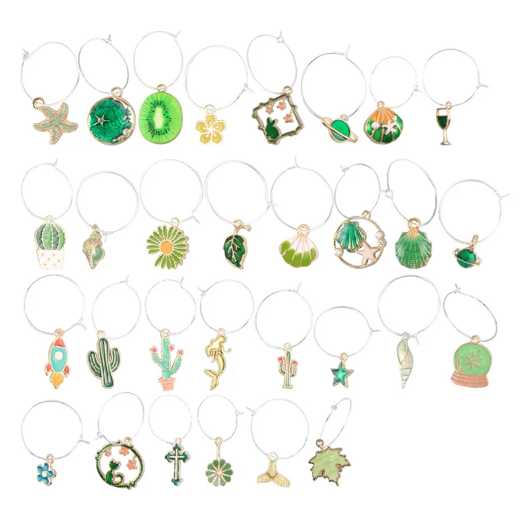 Custom tags identification Wine Glass Ring Charms Hanging fruit Ornaments Wine Glass Charms