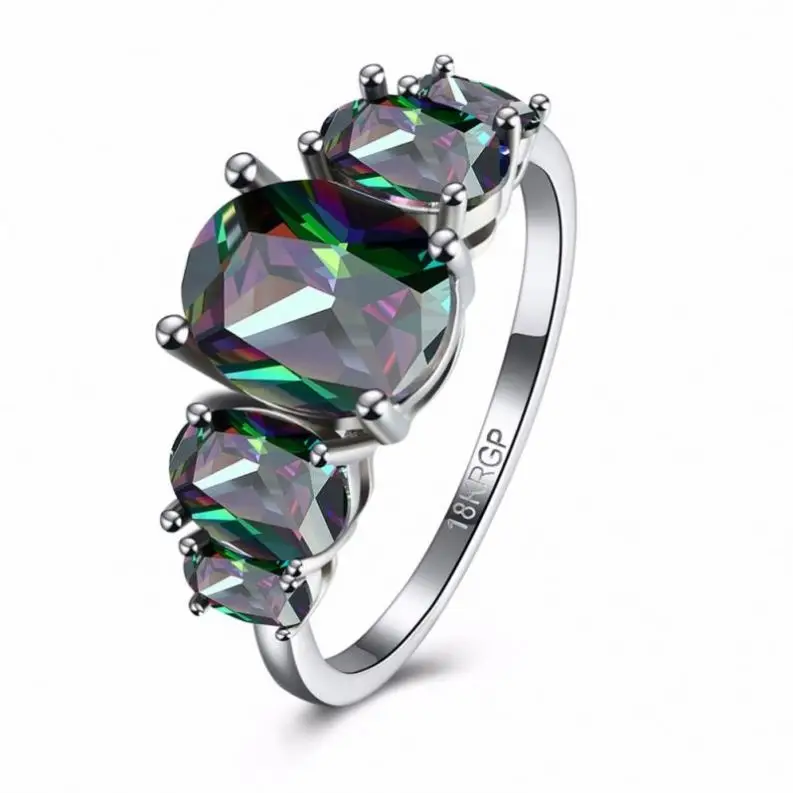 Wholesale Women Fashion Custom Design Plated Cubic Zircon 6 # 7 8 Engagement Ring