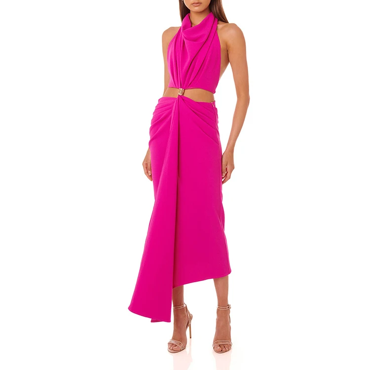 Custom aphrodite sexy halter backless anomalous gold club party womens bodycon dress