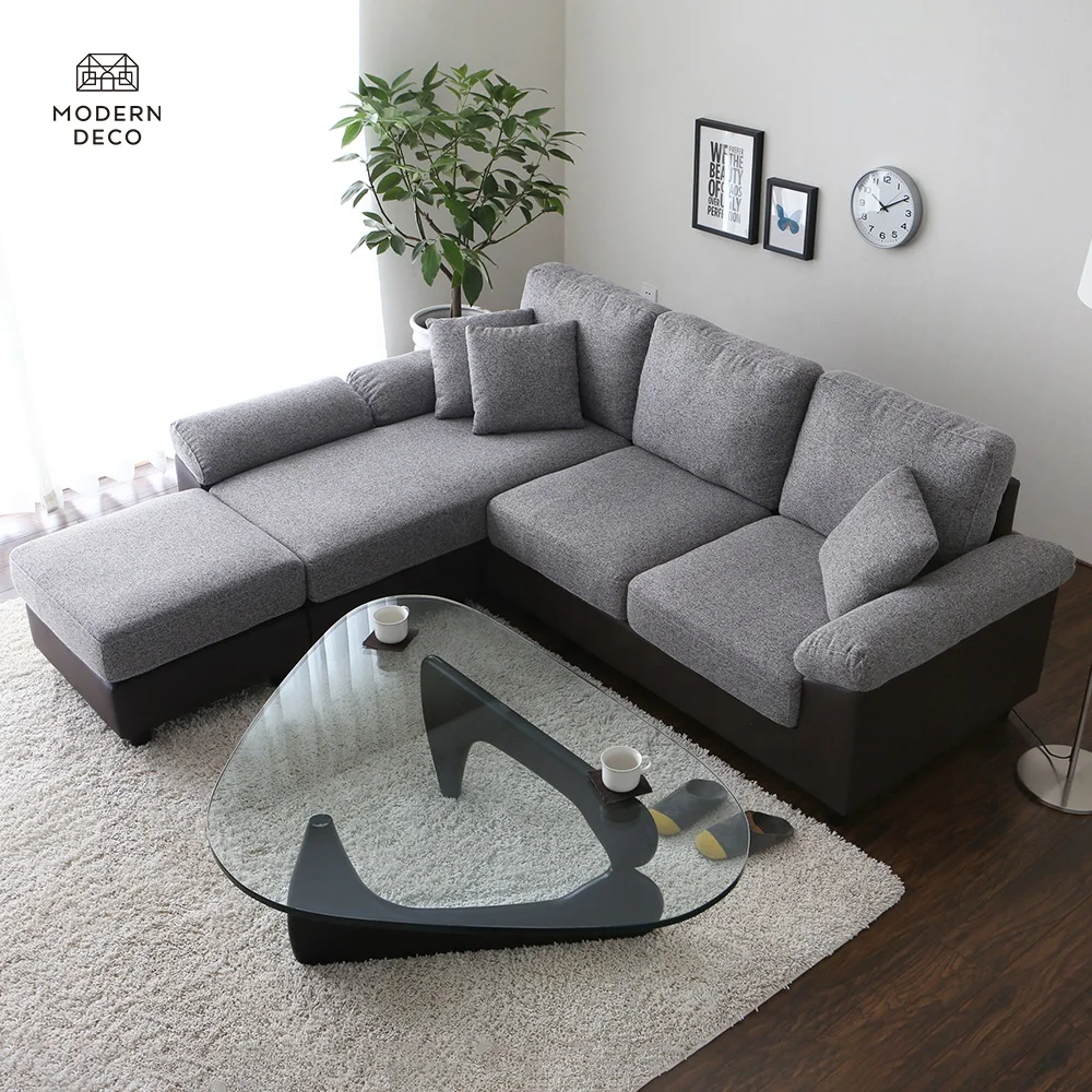 u shape sofas living room furniture 3 seater sectional fabric sofa with ottoman set grey gray moderndeco armonia