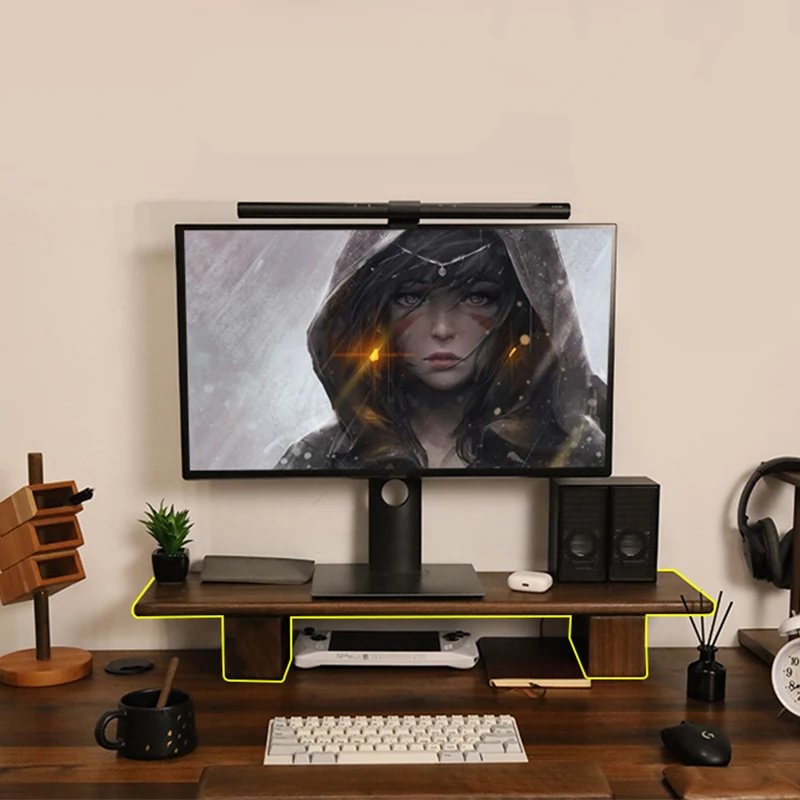 Joypro Walnut Wood Laptop Stands Riser Wooden Adjustable Computer Monitor Holder Desk Organization Ergonomic Wood Monitor Stand