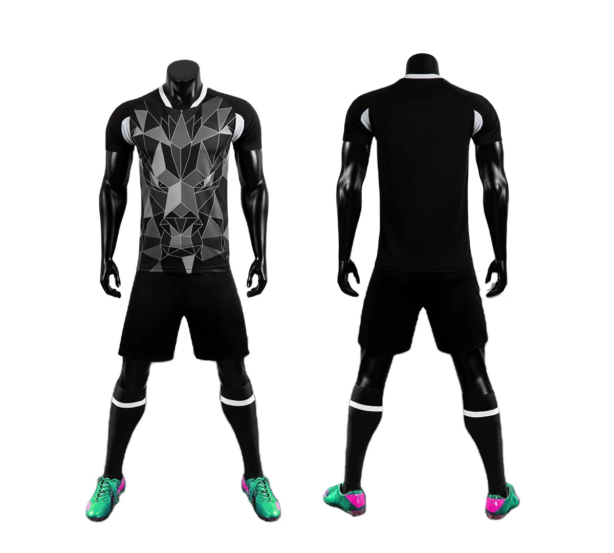 
HT OEM Custom Made Plain Blank Striped Soccer Uniform Football Jerseys Soccer jersey Set 