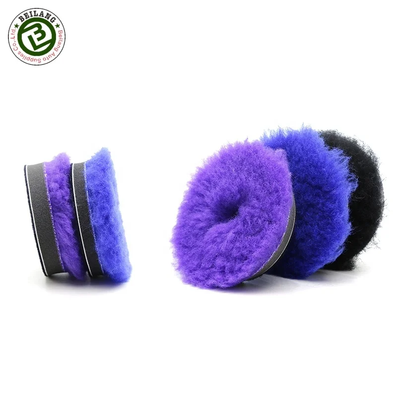 Черная шерстяная аппарат для смешивания Pad 3 дюймов Для Полировки Автомобиля буфера натуральный мех ягненка пальто из шерсти тяжелый режущий диск