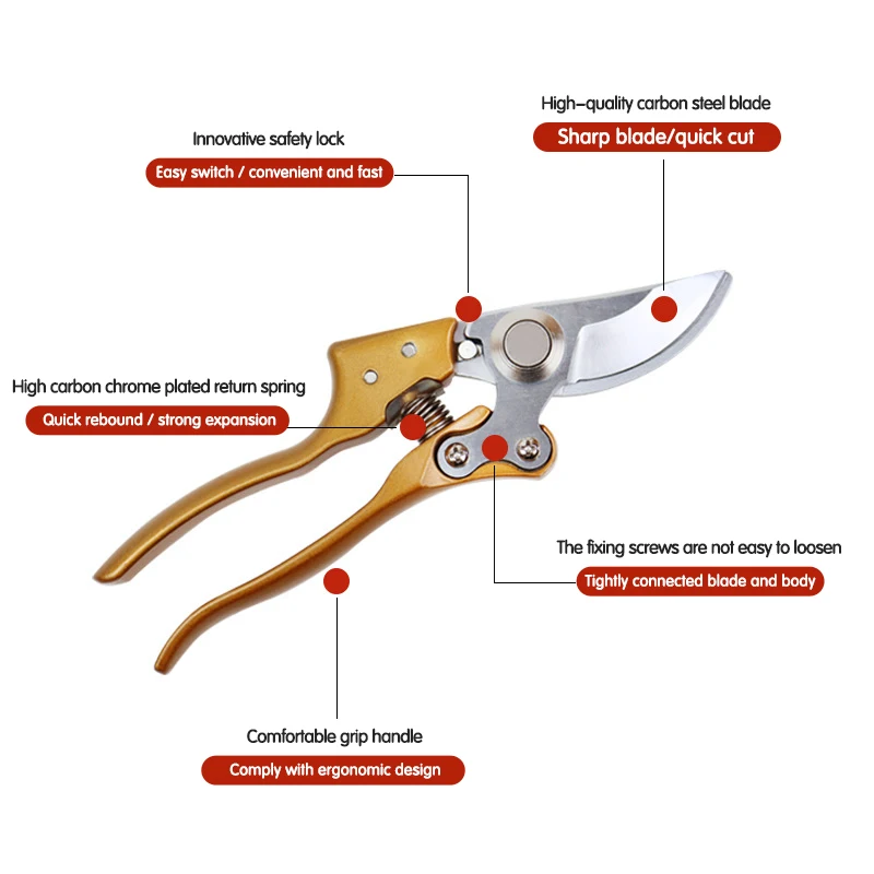 Factory wholesale high quality shear pruner garden pruners handle garden scissors