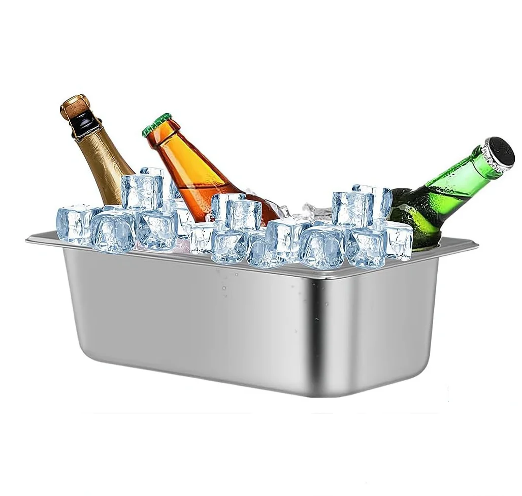 Large capacity zinc iron ice bucket copper metal bucket basin ice drink cooler for party sealed leak proof beer container bar