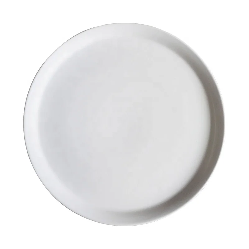 Stoneware White 12inch 30cm Ceramic Pizza Plate Dinnerware Dish With Customized Logo