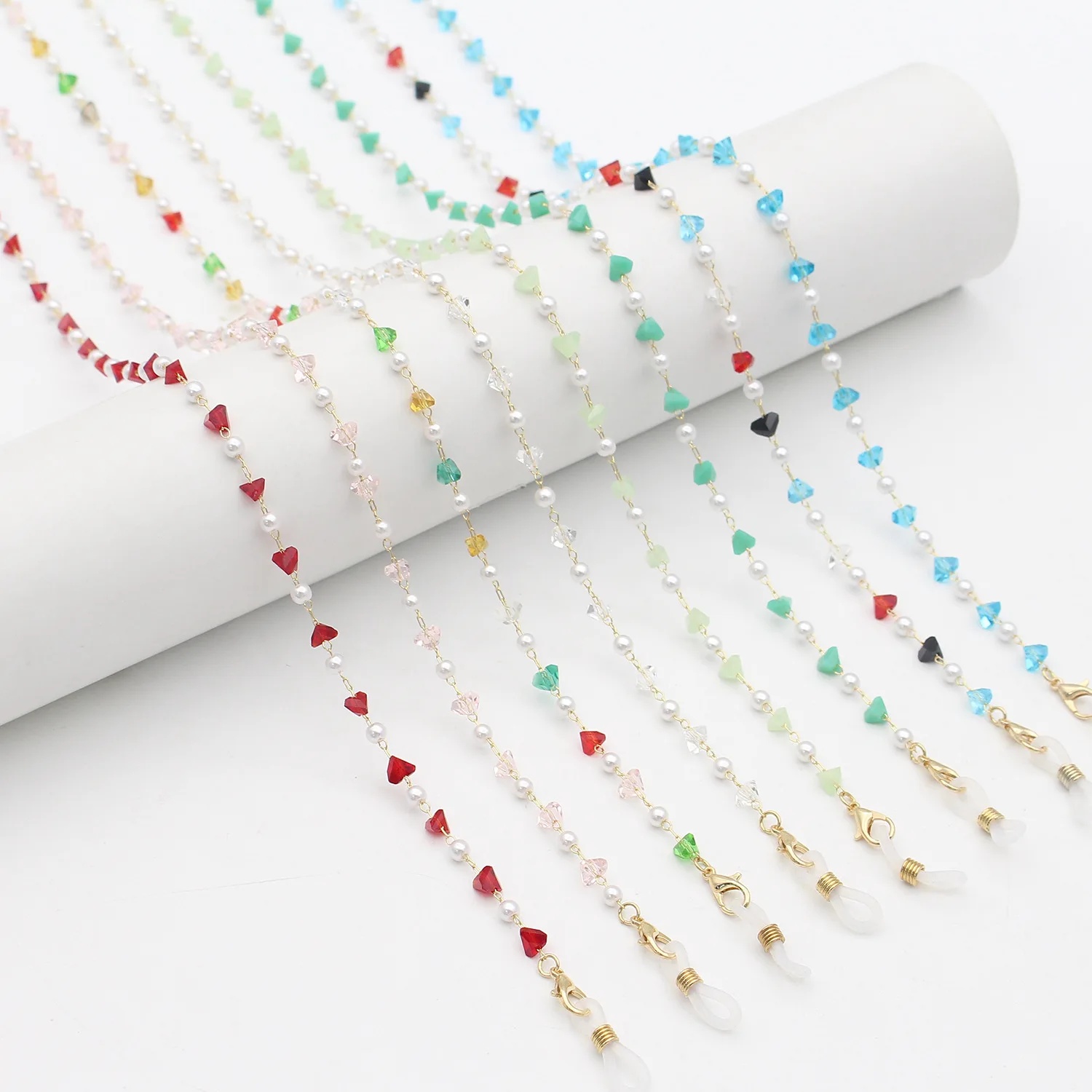 Manufacture Direct Supply brass metal chain sunglasses Chain Women stone Crystal Glasses Cord Gold plated Eyeglass Chain