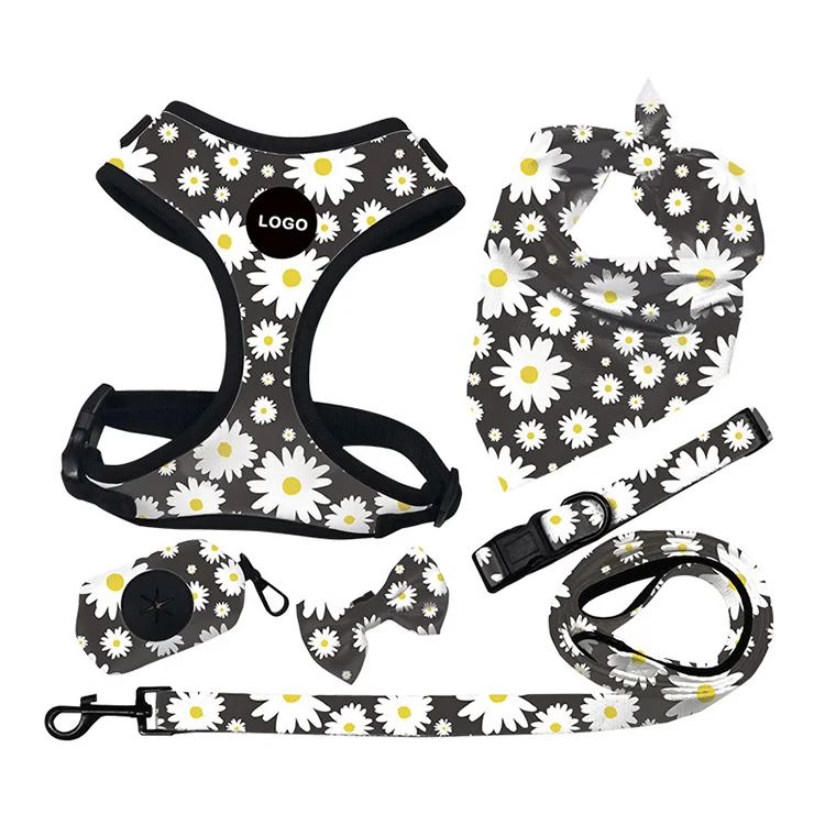 pets accessories dog collar leash harness set 7 pcs set custom pet dog harness