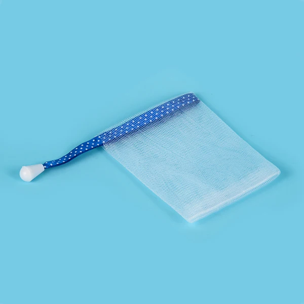Custom Logo Ribbon Clean Bubble Net Bath Sponge Color Mesh Soap Bag Soap Mesh Foaming Net Pull Rope Soap Net