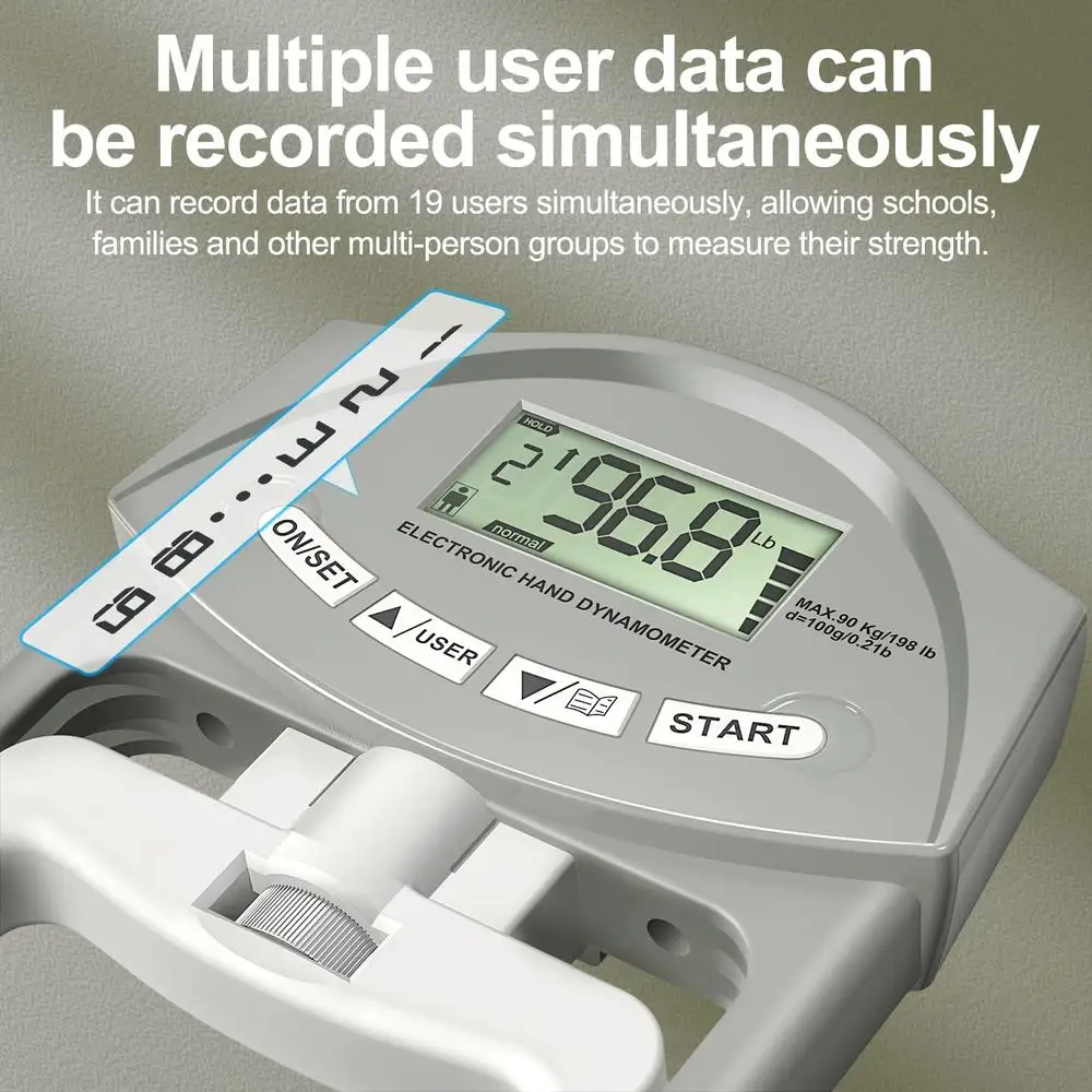MKAS Grip Strength Tester 198 Lbs 90 Kg Digital Dynamometer Hand Grip Measurement Meter Hand Dynamometers