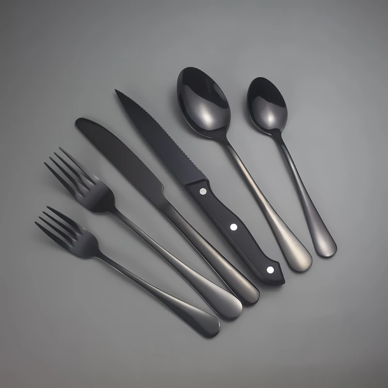 Western Restaurant Wedding Party Silverware Stainless Steel Metal Cutlery With Steak Knife