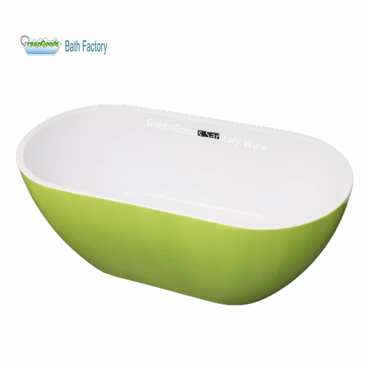 Современная модная дизайнерская зеленая акриловая ванна овальной формы прочная автономная